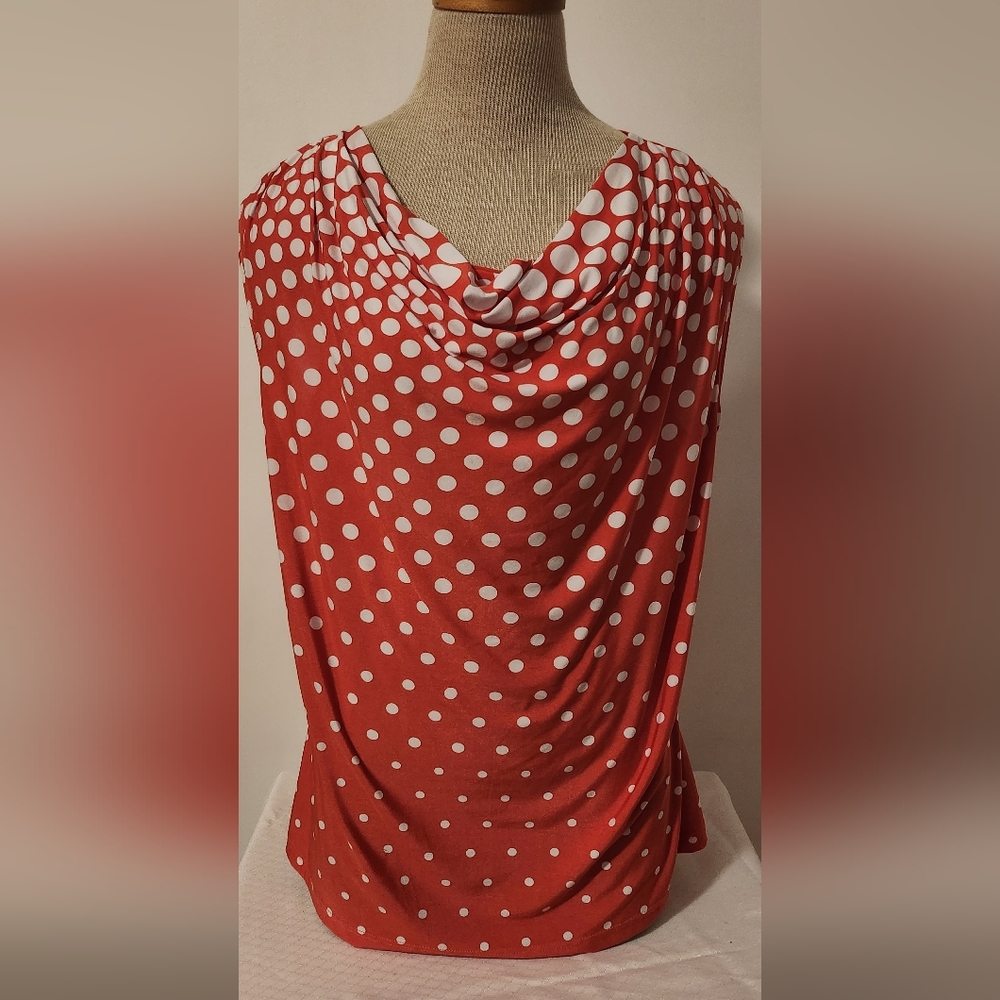 Jennie and Marlis poka dot sleeveless blouse